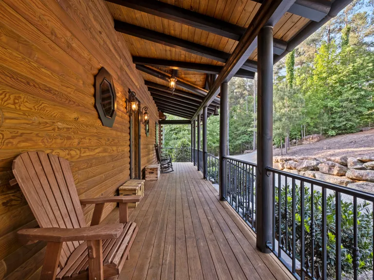 New York City Real Estate | View 3790 US 221A Highway | Front Porch of Main Log Cabin | View 6