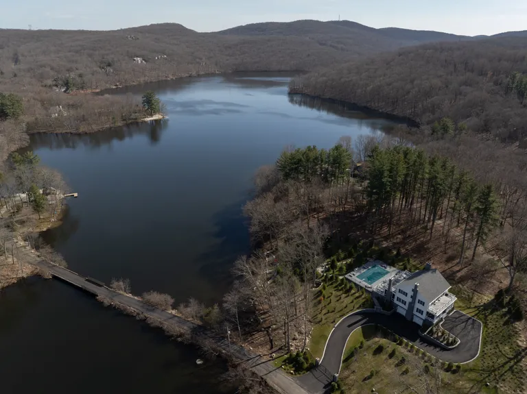 New York City Real Estate | View 4 Sterlington Road | Aerial View of Cranberry Lake with House | View 31