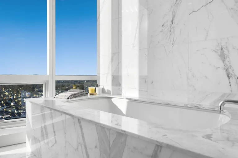 New York City Real Estate | View 1 Broad Street PHD3 | Carrera Marble Bath | View 18