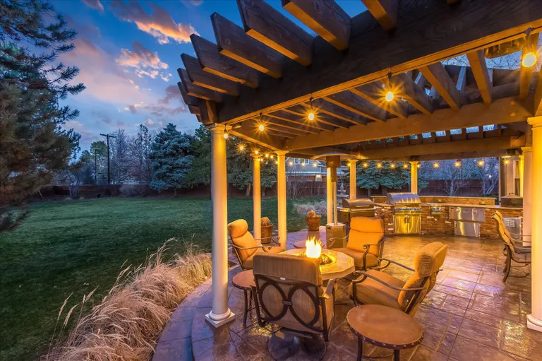 New York City Real Estate | View 24 South Lane | 130-Back Patio Twilight | View 39