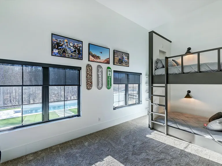 New York City Real Estate | View 1525 Shinnville Road | Guest Suite 2 with 2 custom built-in full bunk beds, with reading lights | View 24