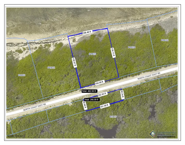 New York City Real Estate | View Little Cayman Sandy Beach Lot | aerial with measurements | View 2