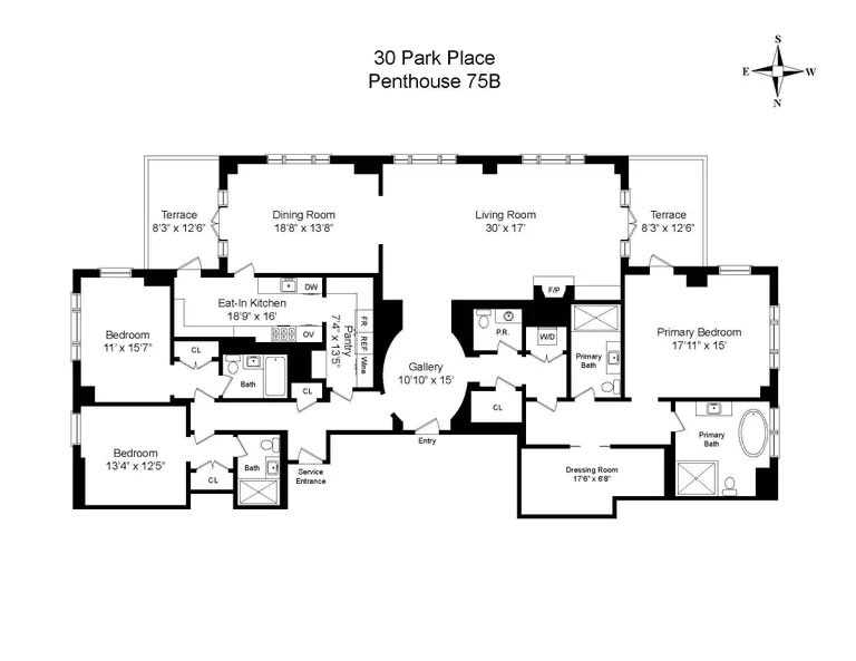 30 Park Place, PH75B | floorplan | View 20